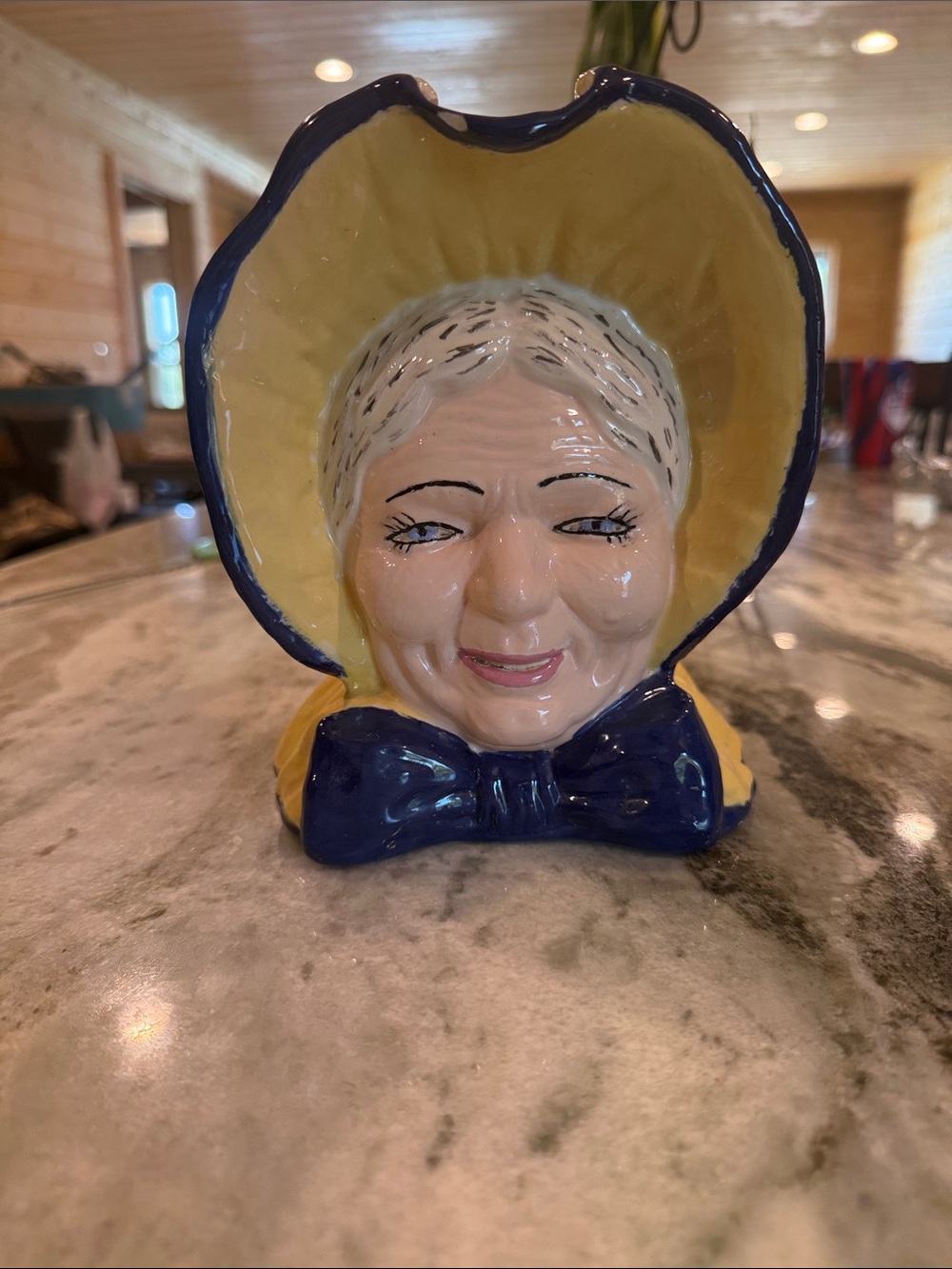 Blue & Yellow Ceramic Lady Planter - Home Art